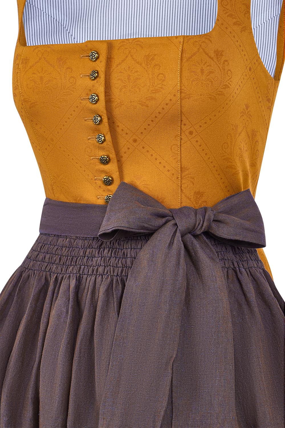 Traditionelles Trachtenkleid Klara Orange in Gelb mit Allover-Muster