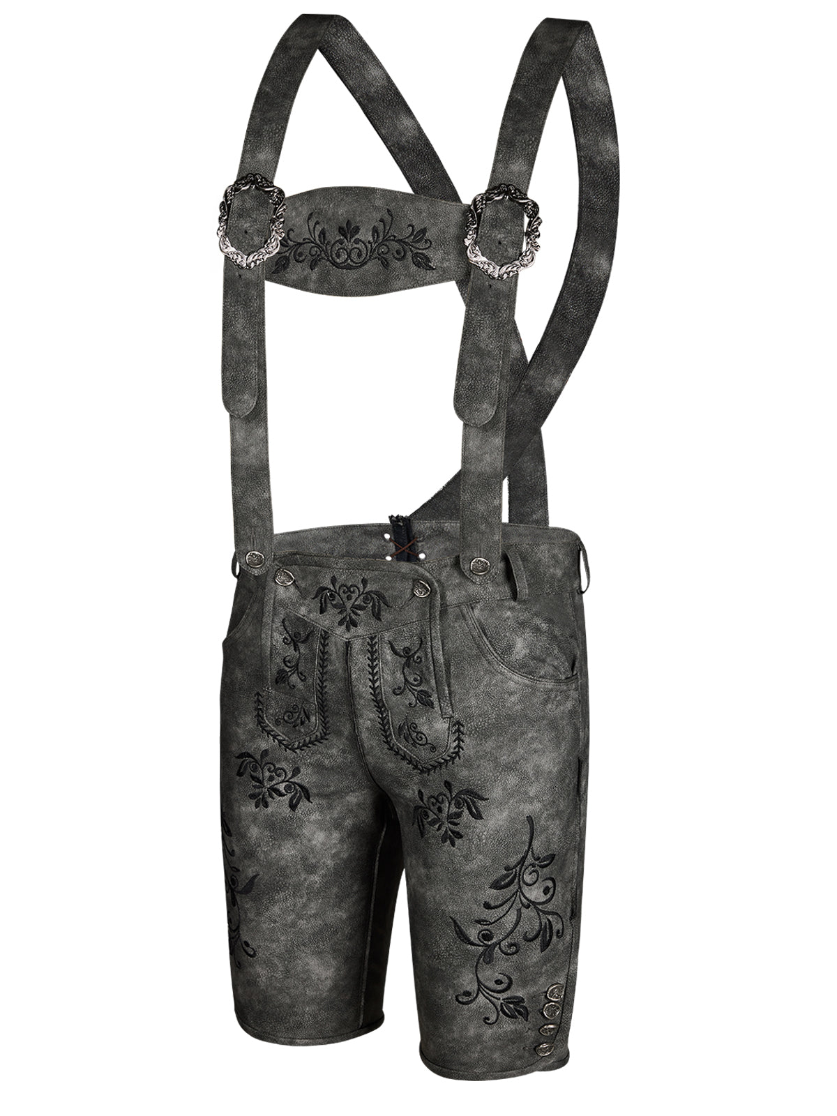 Oktoberfest Lederhose Norman Schwarzgrau in Grau
