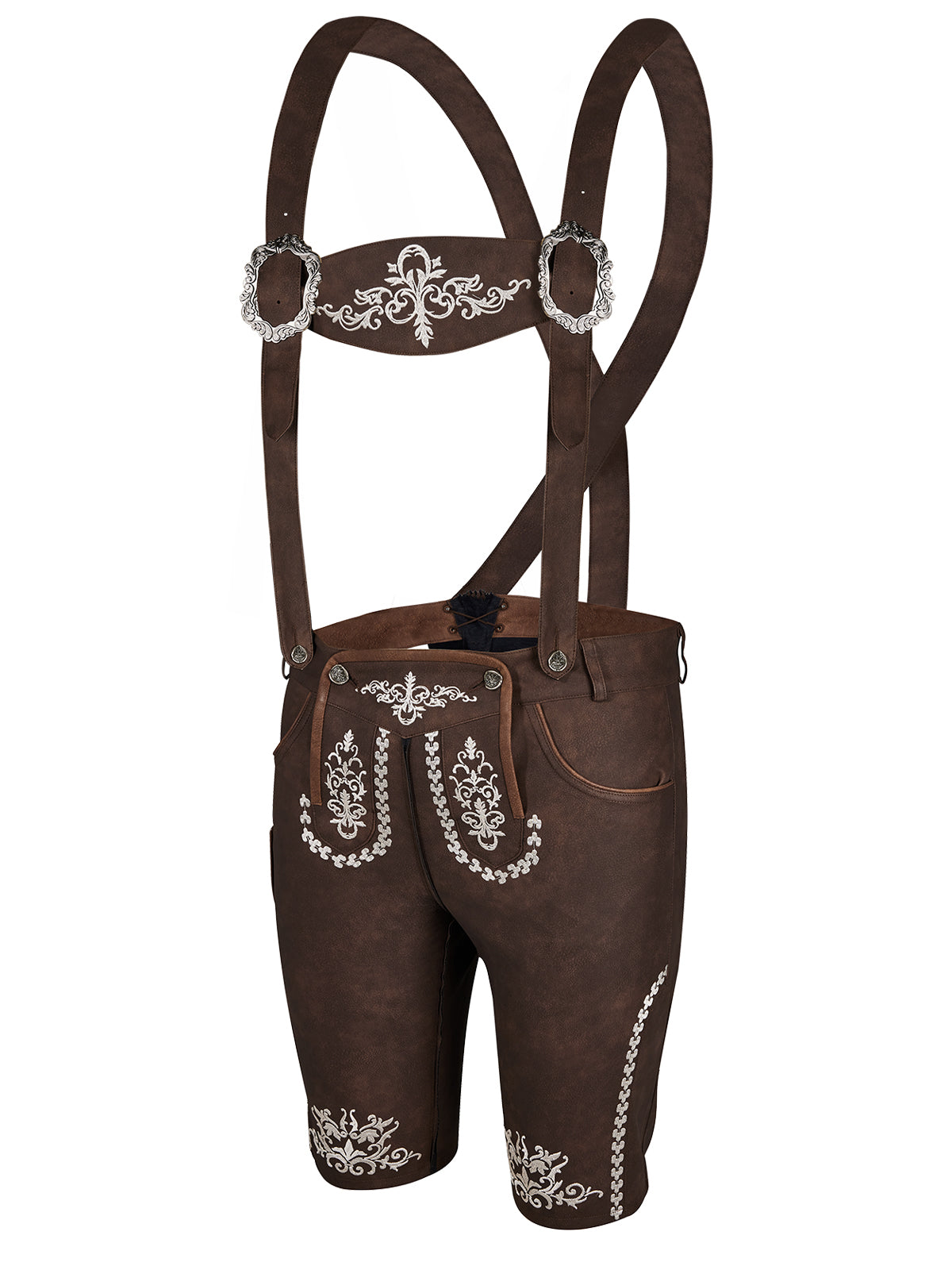 Norman Dunkelbraune Lederhose im klassischen Trachtenstil