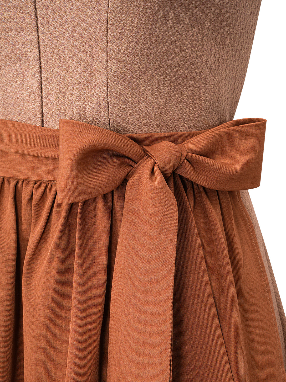 Festliches Dirndl Camille Peach Orange | Braun | Herz-Ausschnitt