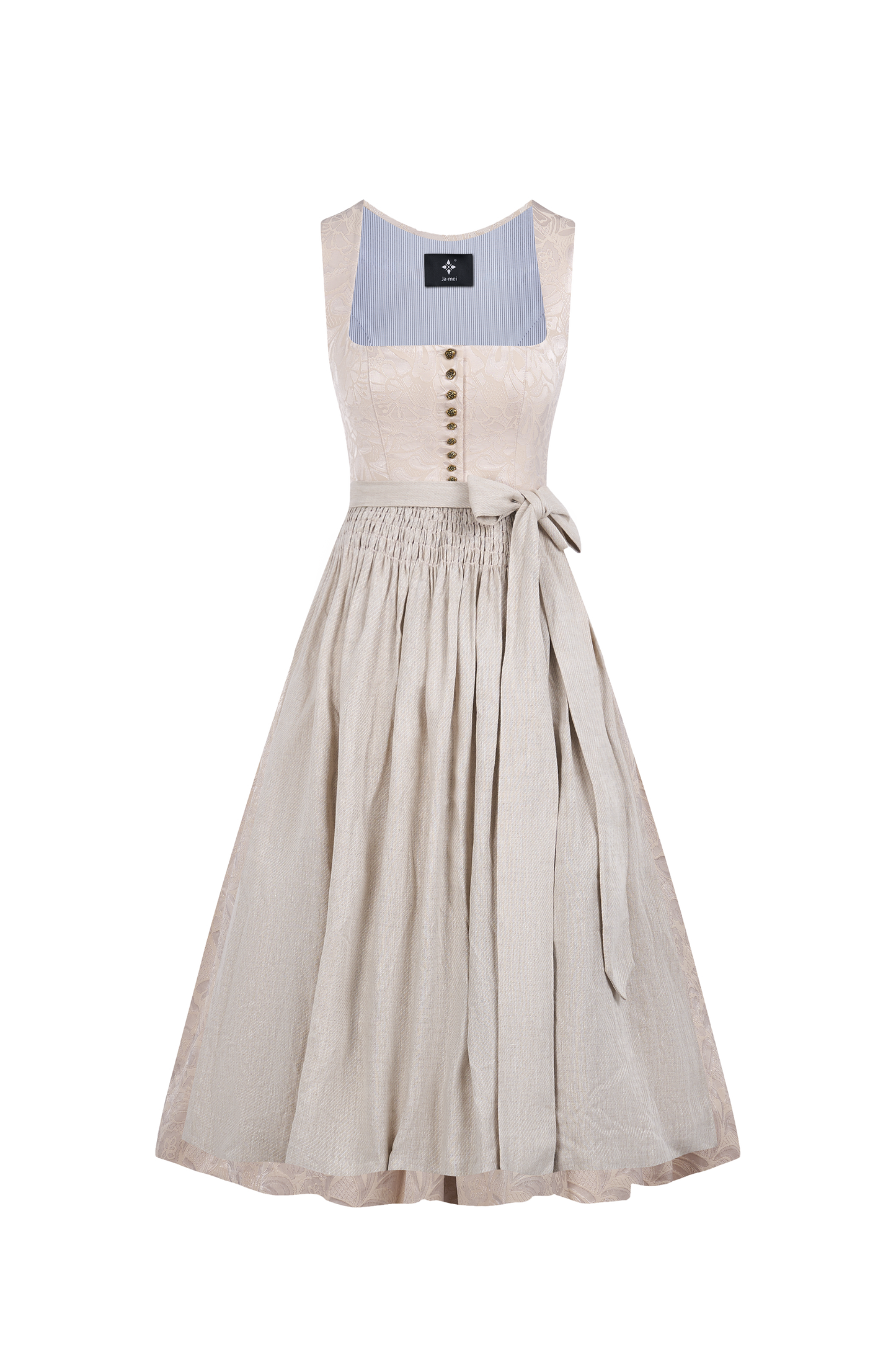 Rosalie – Elegantes Trachtenkleid in Beige mit floralem Muster