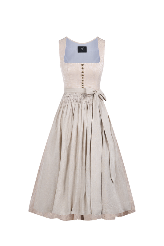 Rosalie – Elegantes Trachtenkleid in Beige mit floralem Muster