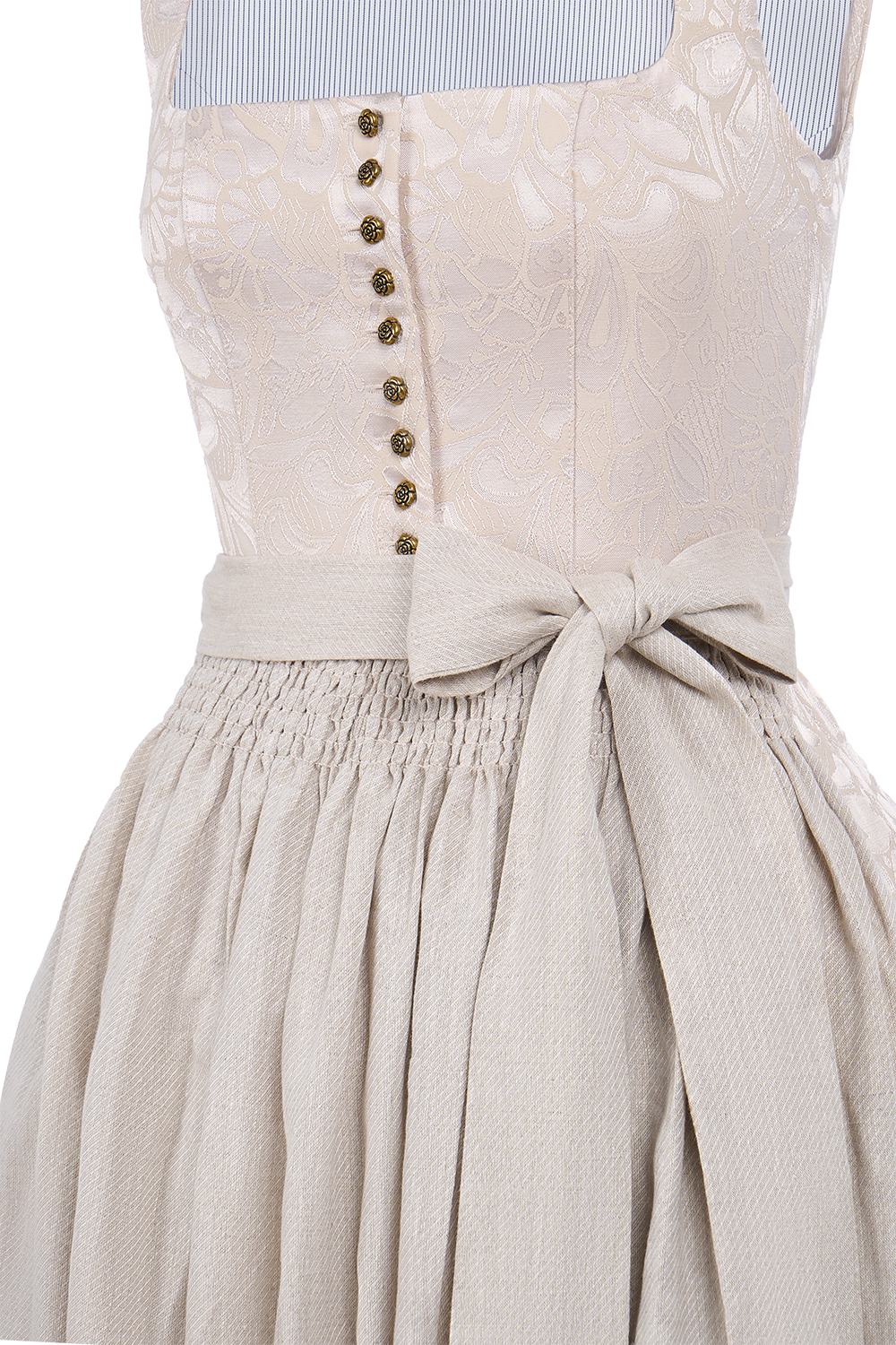 Rosalie – Elegantes Trachtenkleid in Beige mit floralem Muster