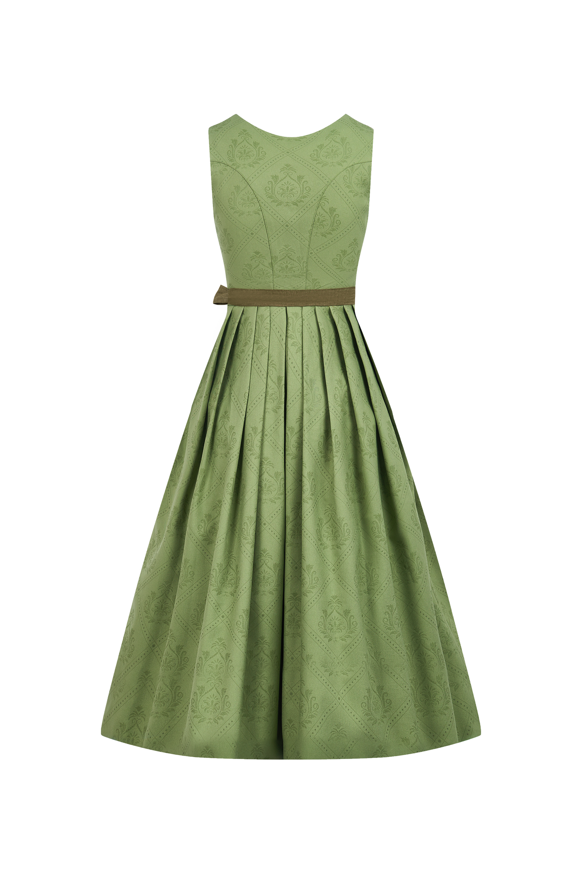 Wiesn Look Klara Grasgrun – Dirndl in Grün mit Gerader Ausschnitt