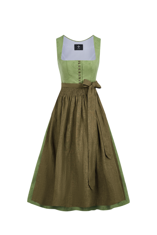 Wiesn Look Klara Grasgrun – Dirndl in Grün mit Gerader Ausschnitt