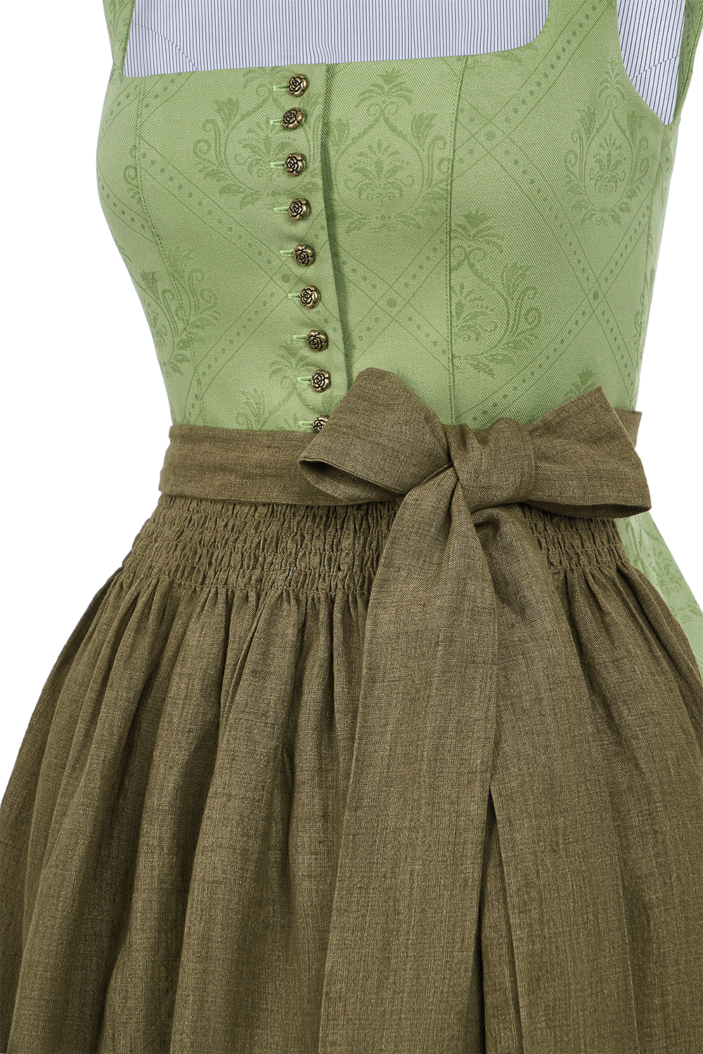 Wiesn Look Klara Grasgrun – Dirndl in Grün mit Gerader Ausschnitt