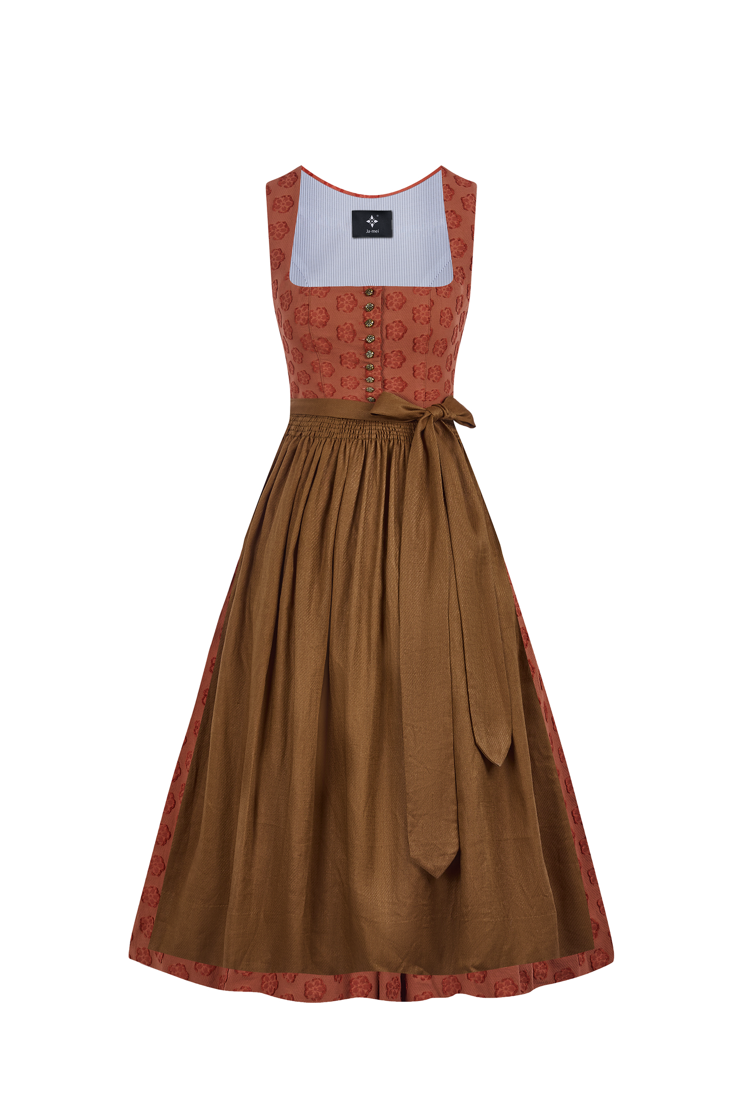 Traditionelles Trachtenkleid Rosalie in Gelb mit floralem Muster