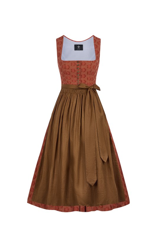 Traditionelles Trachtenkleid Rosalie in Gelb mit floralem Muster