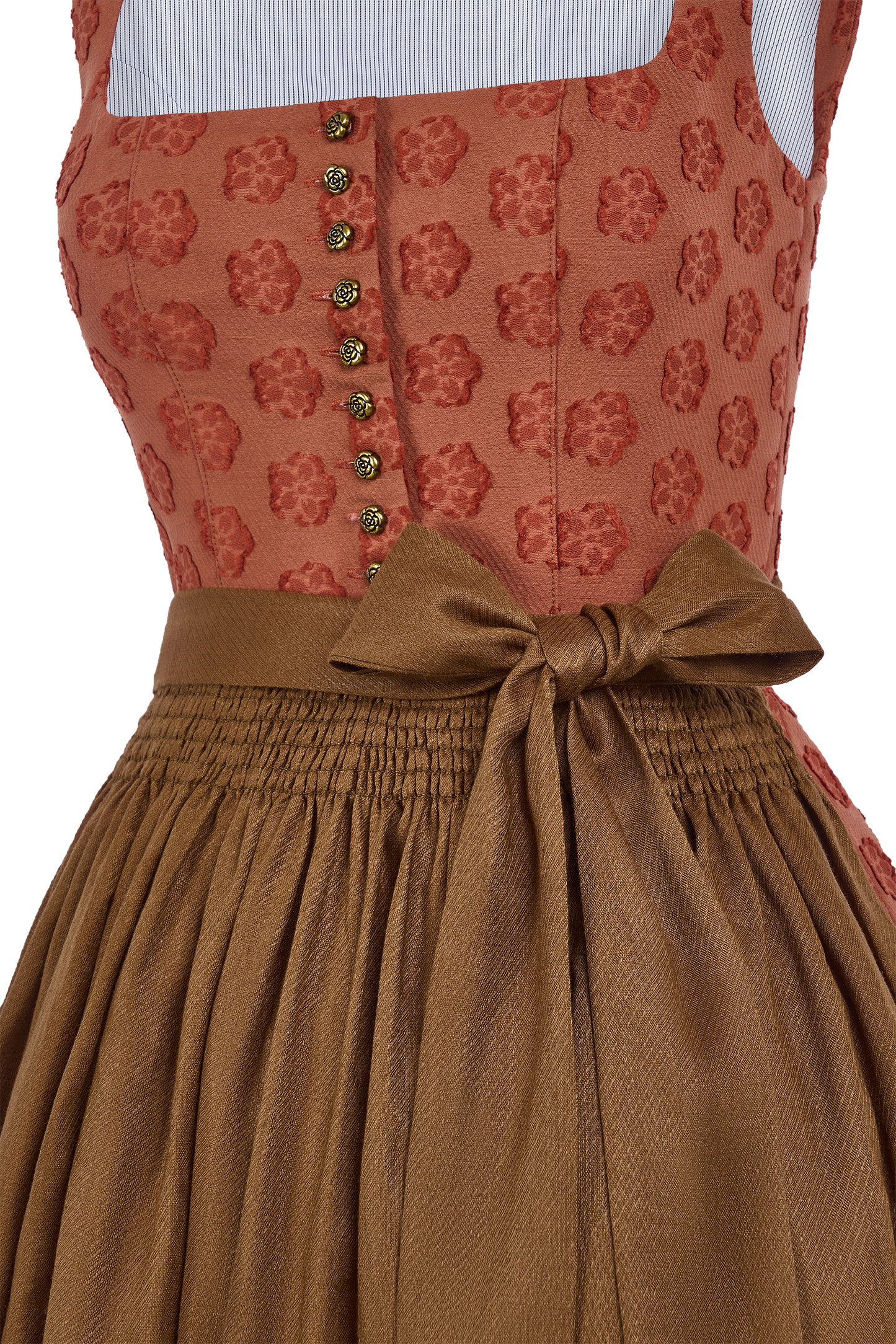 Traditionelles Trachtenkleid Rosalie in Gelb mit floralem Muster