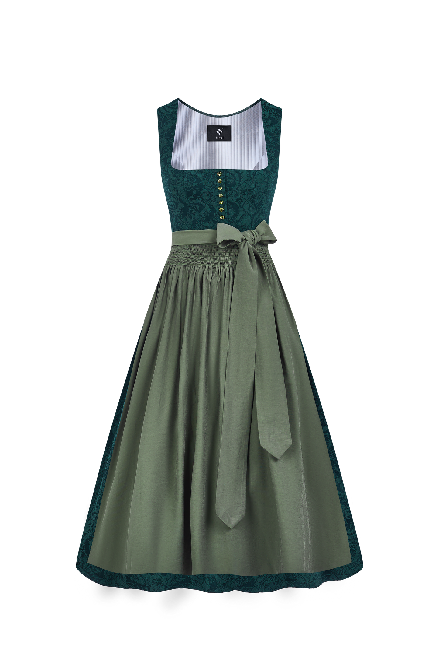 Trachten-Dirndl Rosalie Dunkelgrun in Grün – floralem Muster