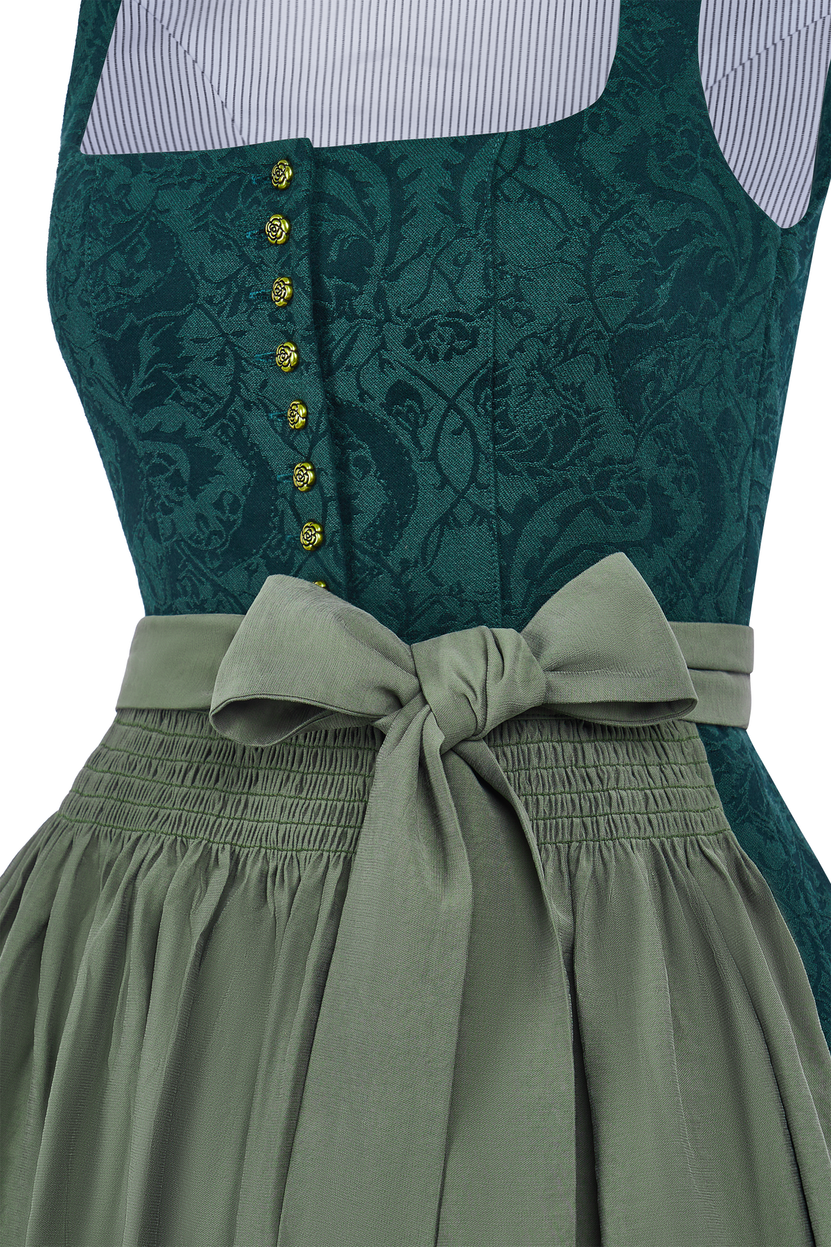 Trachten-Dirndl Rosalie Dunkelgrun in Grün – floralem Muster