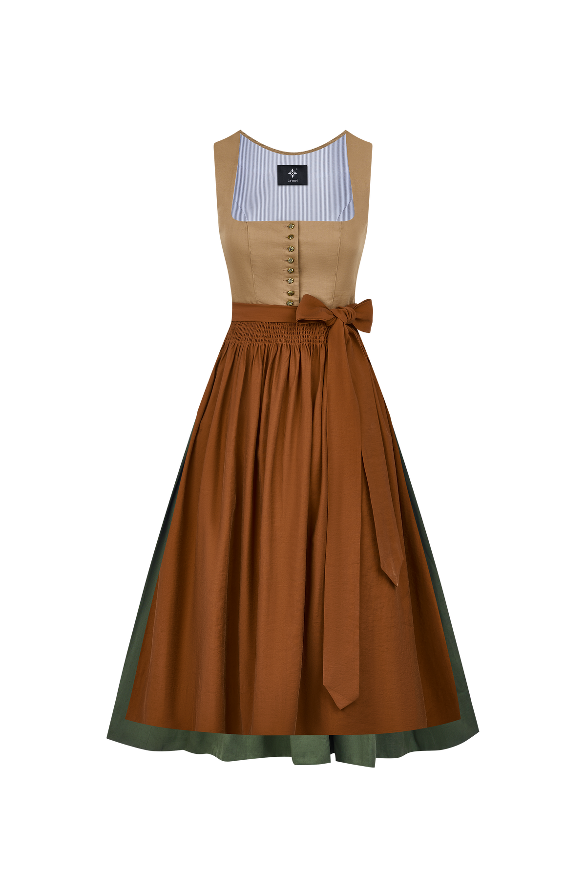 Mila | Dirndl für Damen | Braun | Gerader Ausschnitt