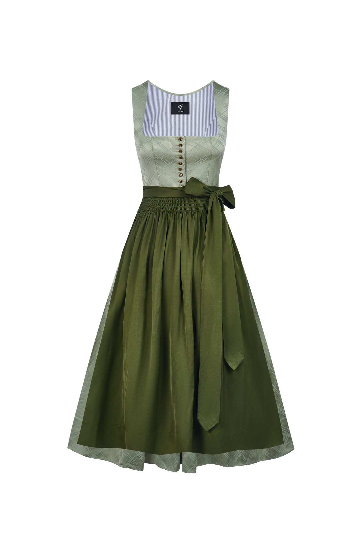Klassisches Dirndl Rosalie Grun – Grün, Gerader Ausschnitt