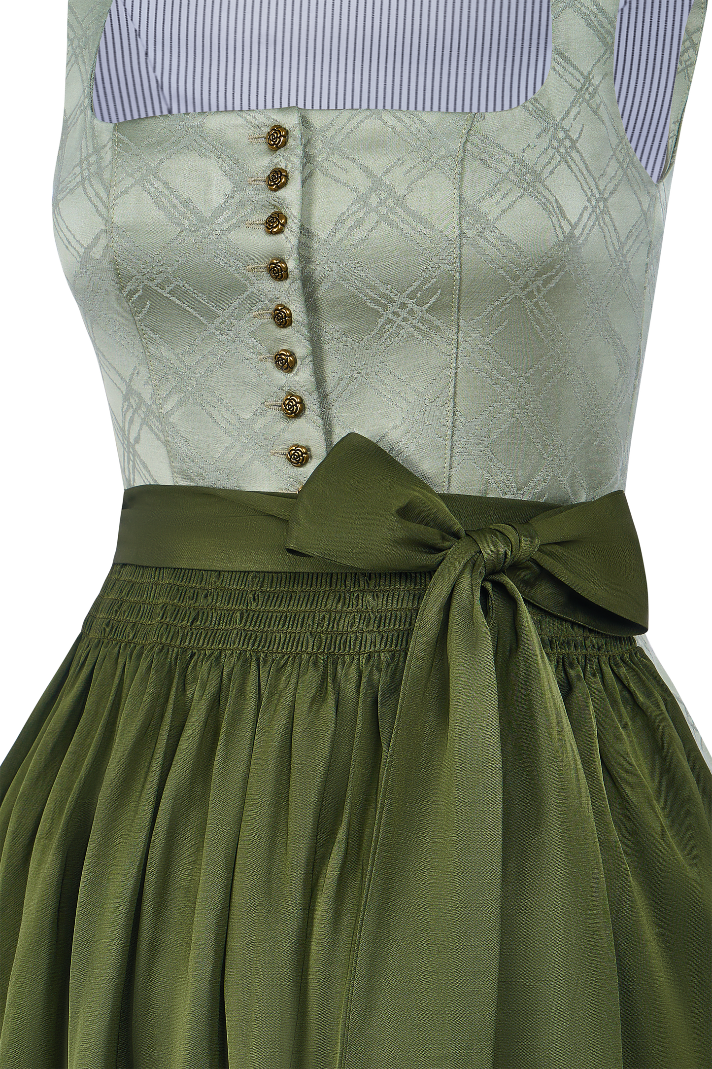 Klassisches Dirndl Rosalie Grun – Grün, Gerader Ausschnitt