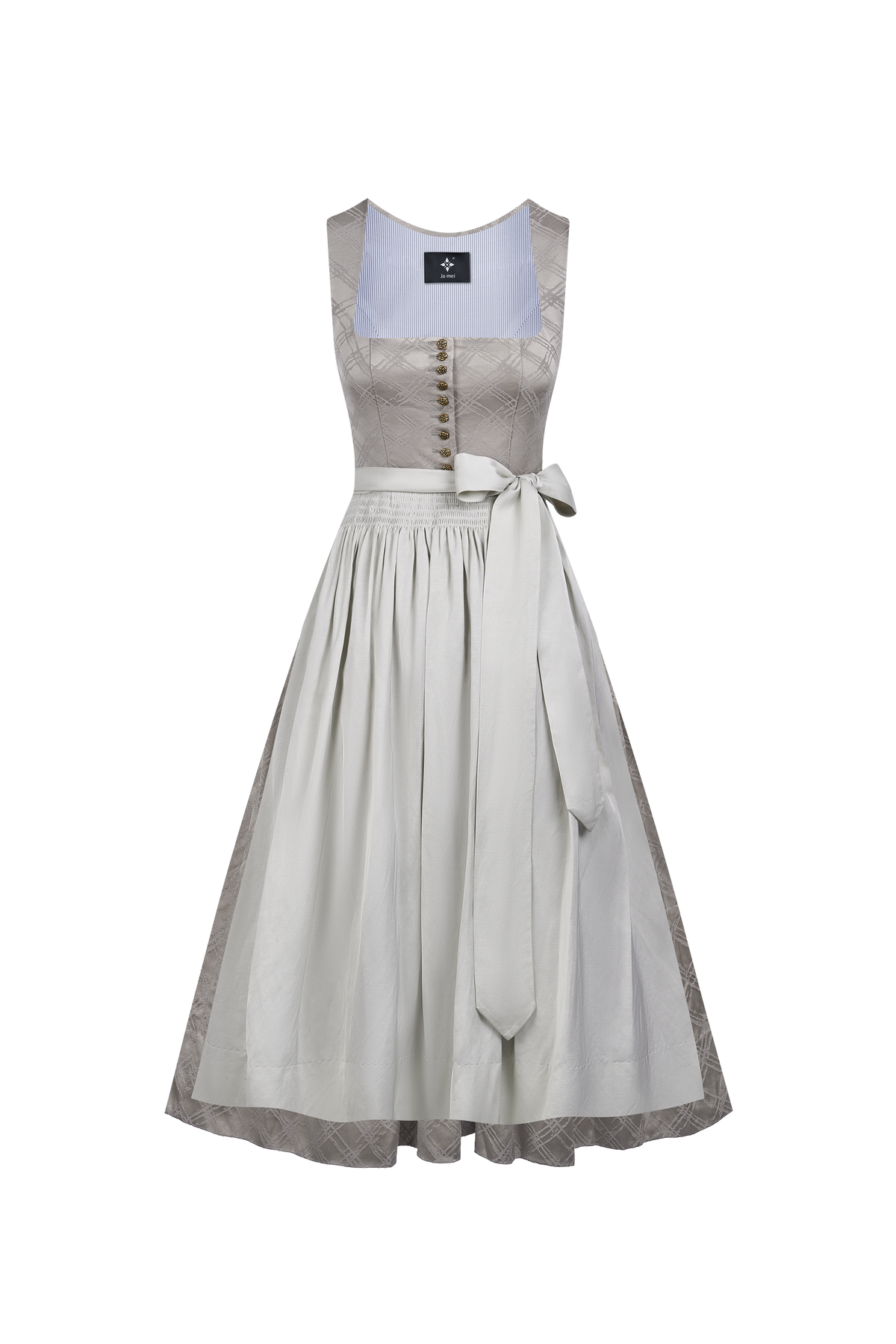 Dirndl Rosalie Silber – strukturierter Optik in Grau