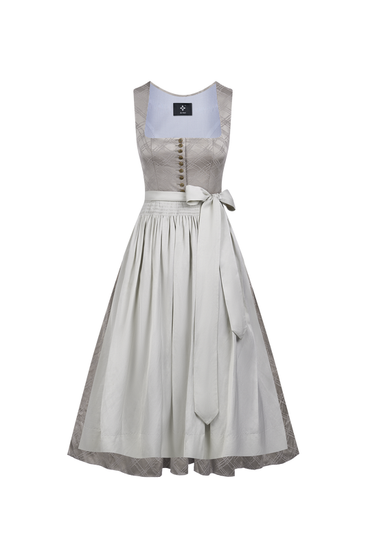 Dirndl Rosalie Silber – strukturierter Optik in Grau