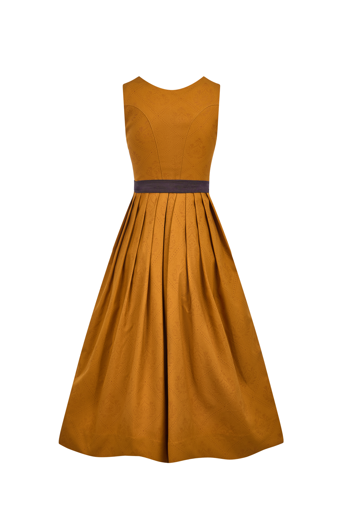 Traditionelles Trachtenkleid Klara Orange in Gelb mit Allover-Muster