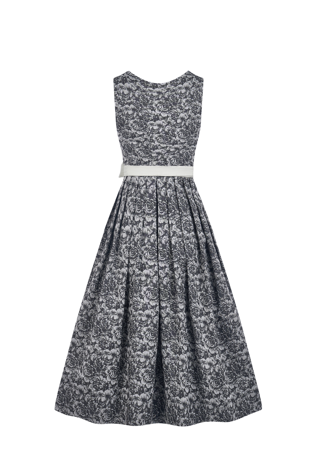 Rosalie Mit Schwarze Und Weisse Blumen | Dirndl für Damen | Grau | Gerader Ausschnitt