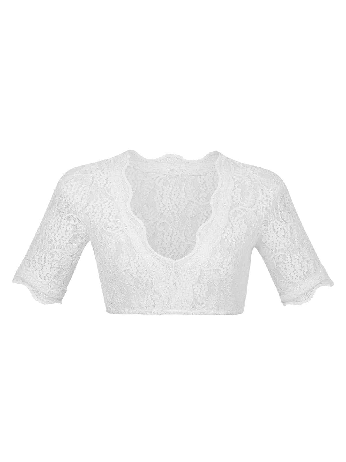 Dirndlbluse Lilly in Weiß mit V-Ausschnitt
