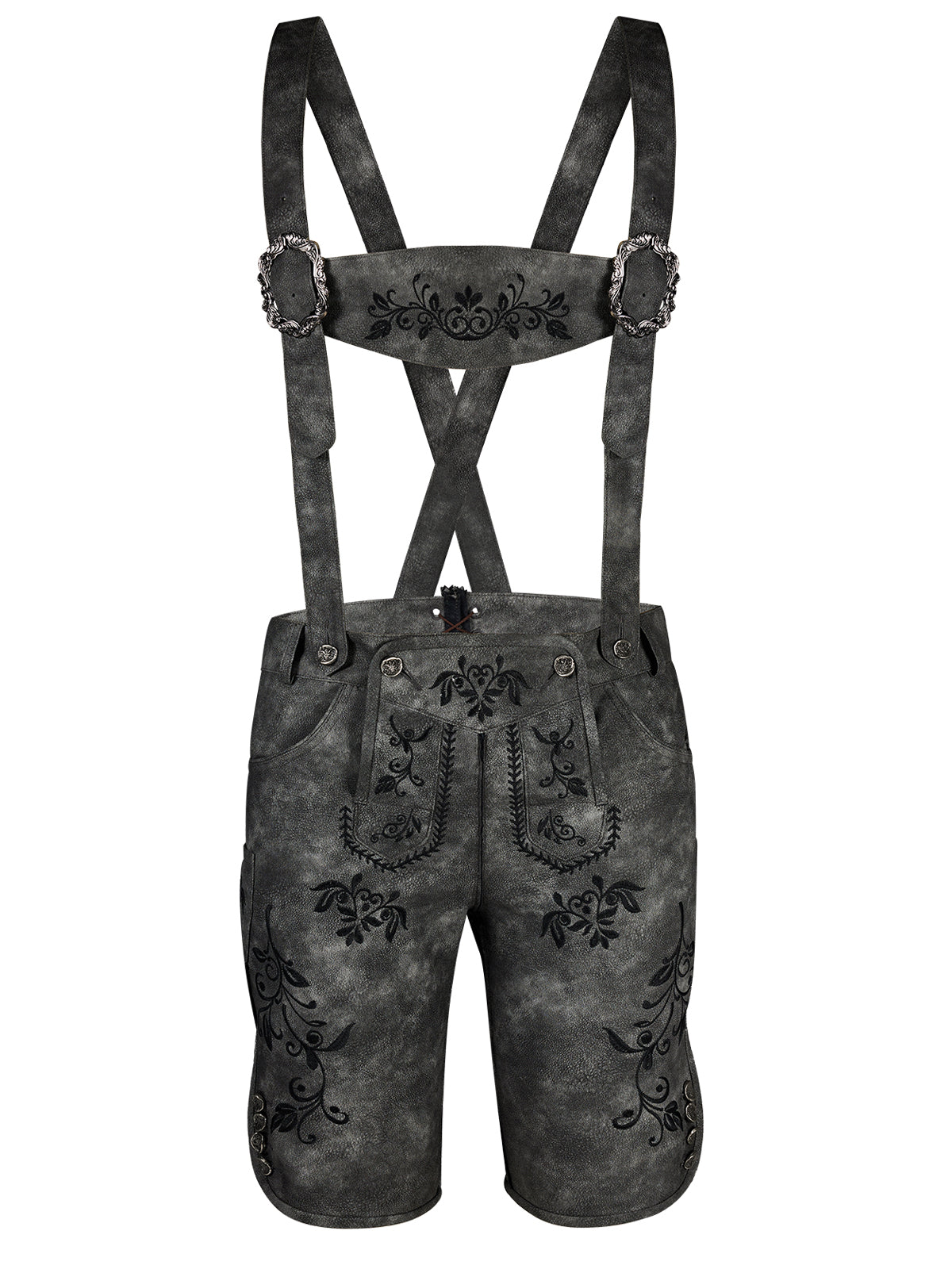 Oktoberfest Lederhose Norman Schwarzgrau in Grau