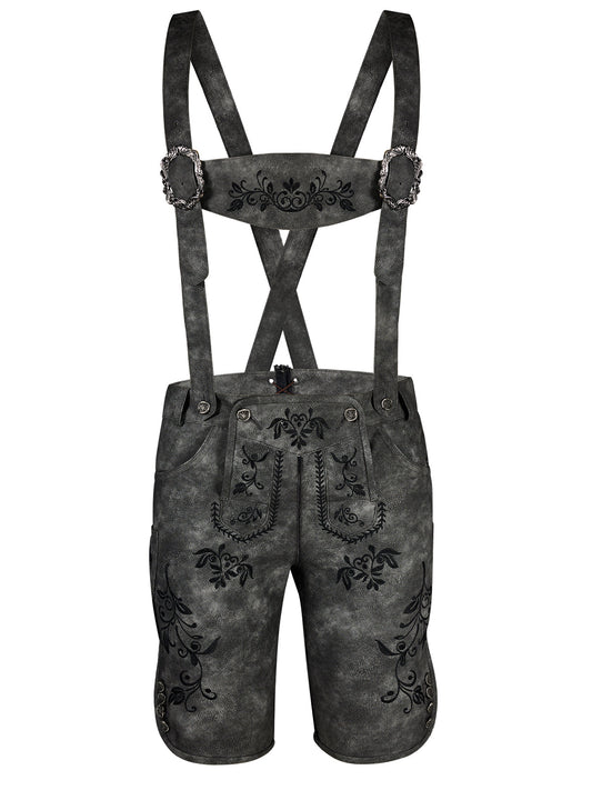 Oktoberfest Lederhose Norman Schwarzgrau in Grau