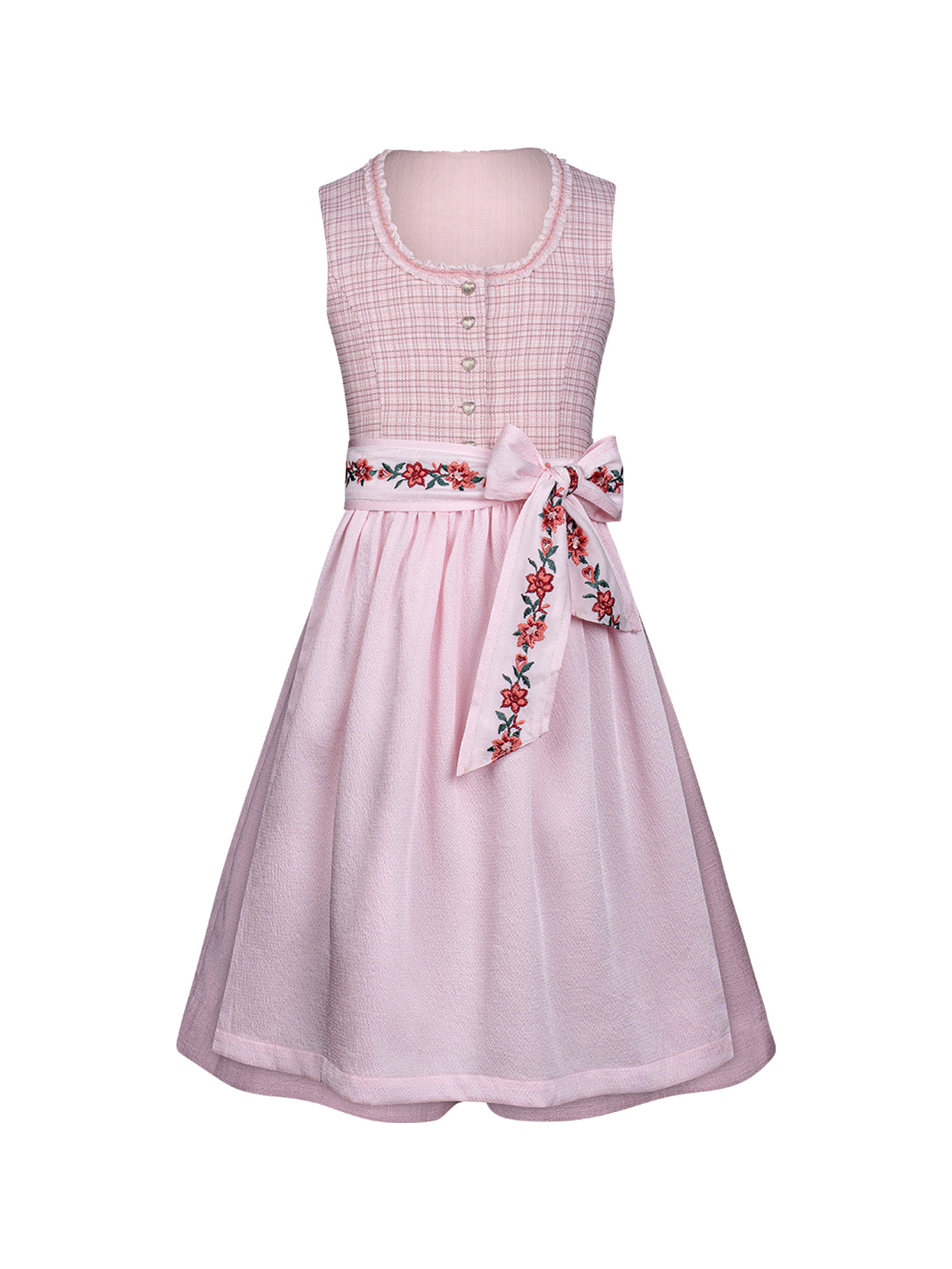 Traditionelles Trachtenkleid Kinder Dirndl Irene in Rosa mit Knopfverschluss