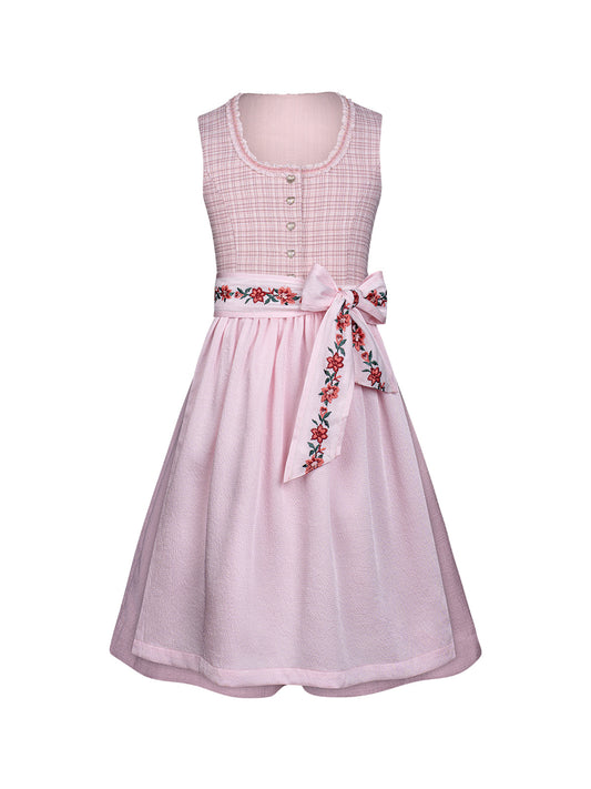 Traditionelles Trachtenkleid Kinder Dirndl Irene in Rosa mit Knopfverschluss