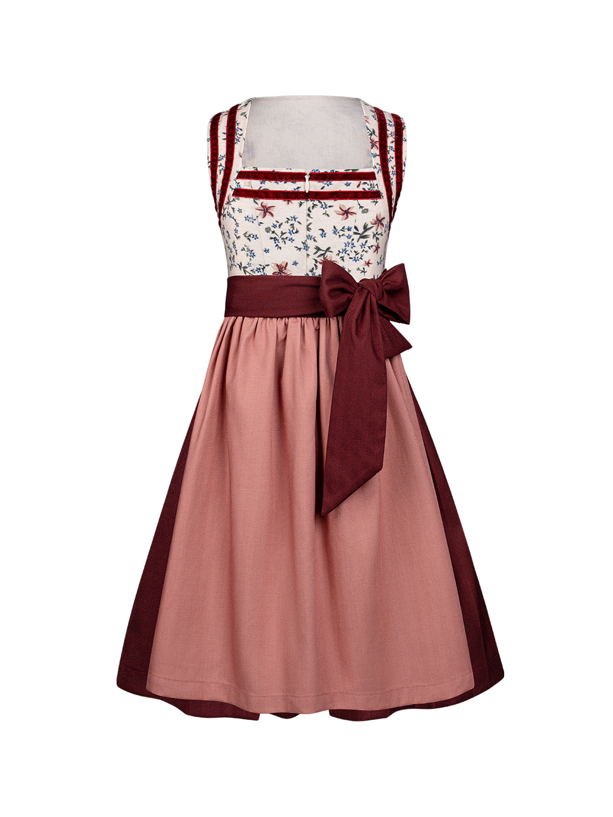 Kinder Dirndl Ingrid – Elegantes Trachtenkleid in Rot mit floralem Muster