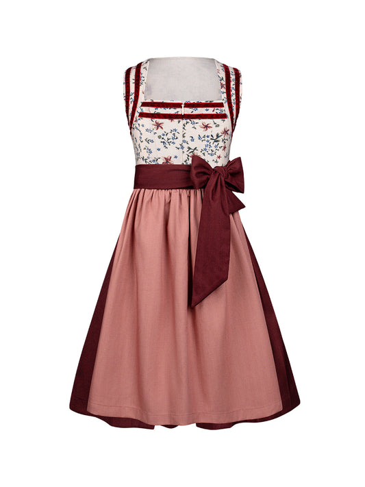 Kinder Dirndl Ingrid – Elegantes Trachtenkleid in Rot mit floralem Muster