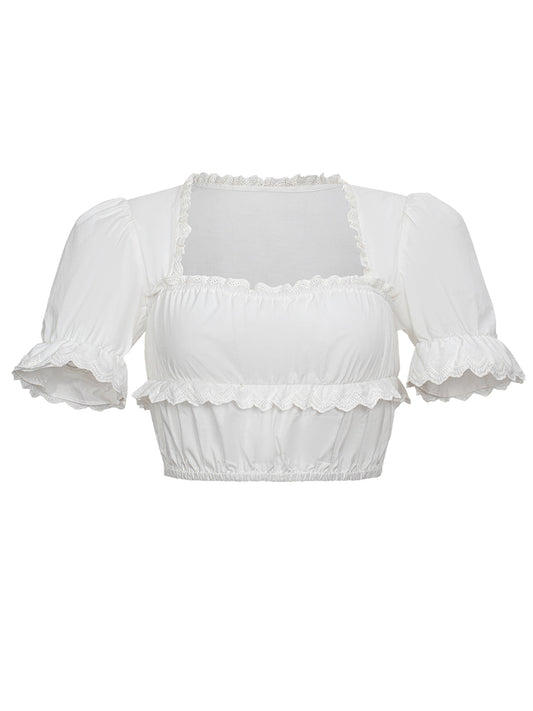 Bluse zum Dirndl Terri mit Gerader Ausschnitt