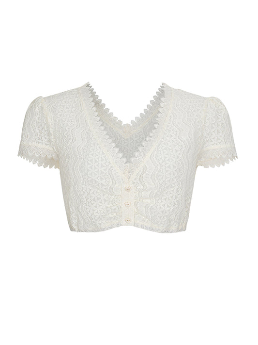 Traditionelle Dirndlbluse Merle mit V-Ausschnitt
