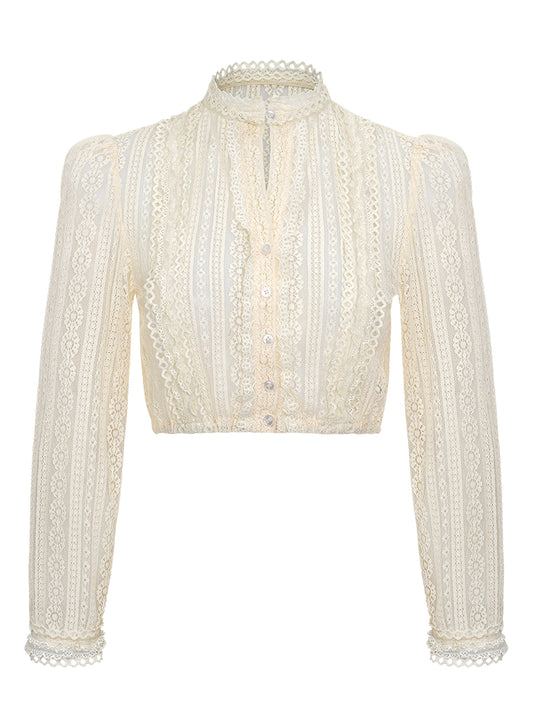 Elegante Dirndlbluse Velin | Langarm | Beige