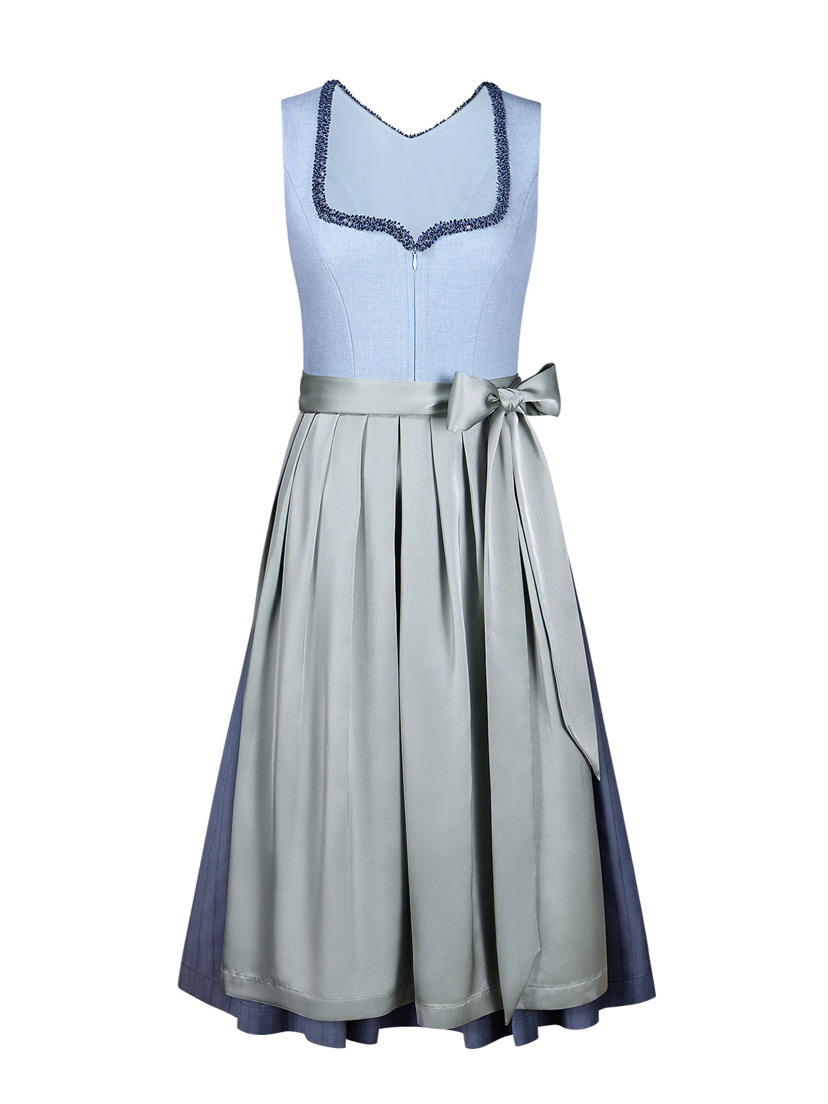 Klassisches Dirndl Mandl – Blau, Herz-Ausschnitt