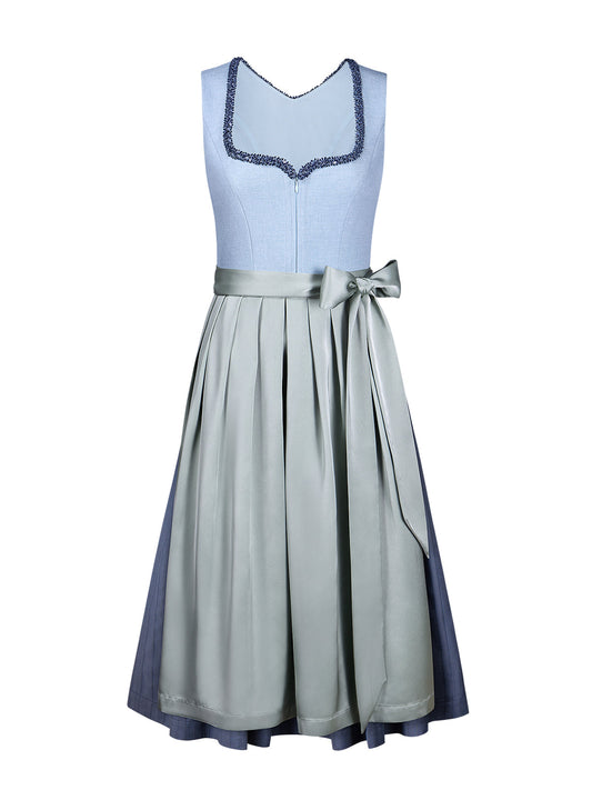 Klassisches Dirndl Mandl – Blau, Herz-Ausschnitt