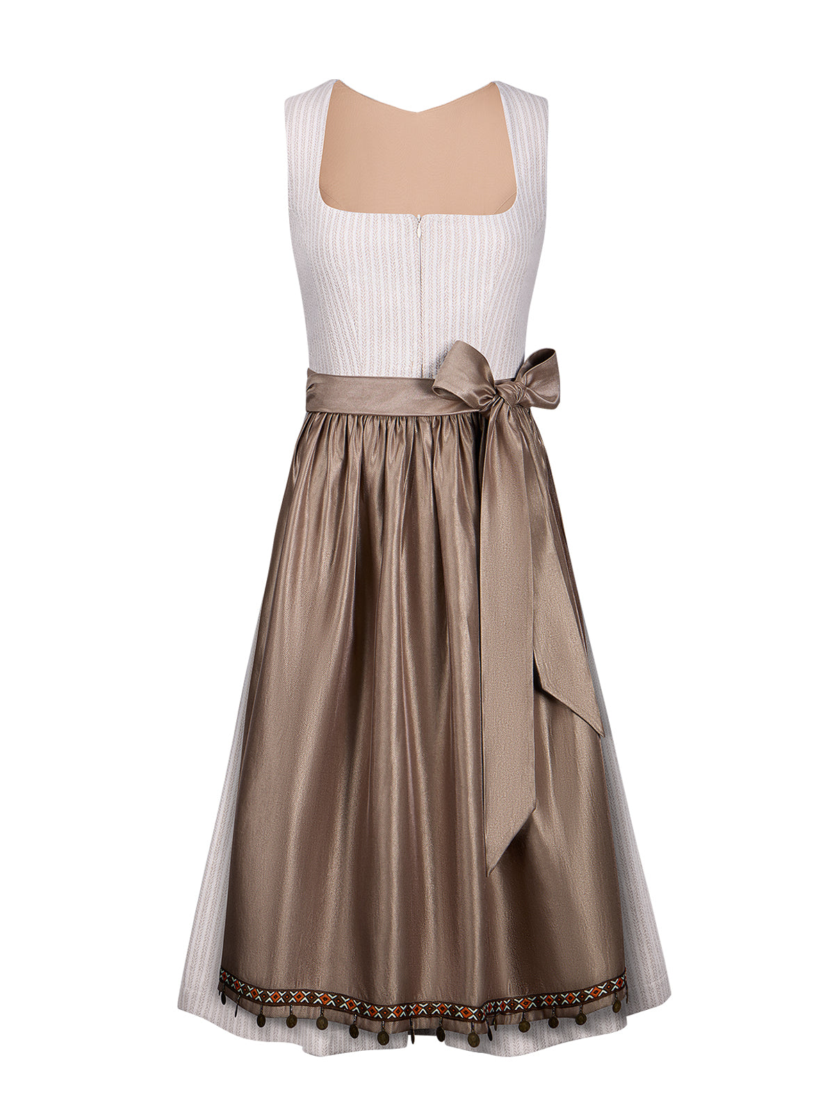 Trachten-Dirndl Helena in Beige – Frontreißverschluss
