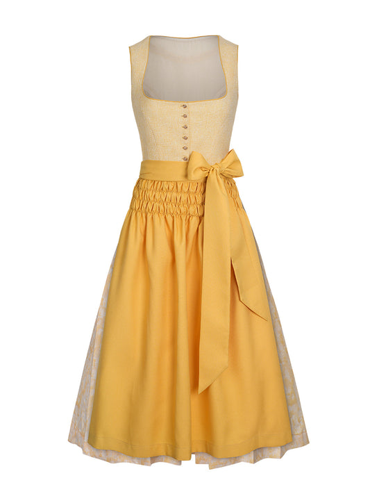 Festliches Dirndl Yasmin | Gelb | Gerader Ausschnitt