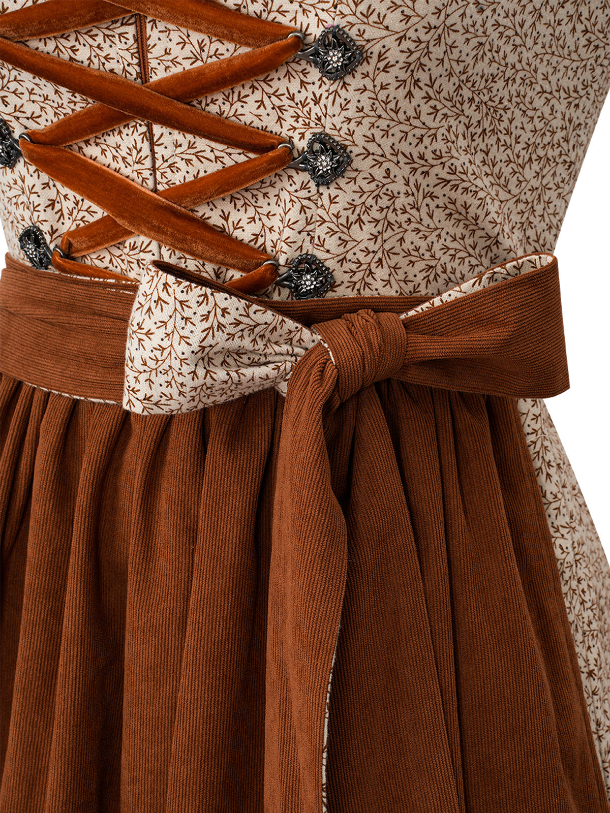 Tammy – Elegantes Trachtenkleid in Braun mit floralem Muster
