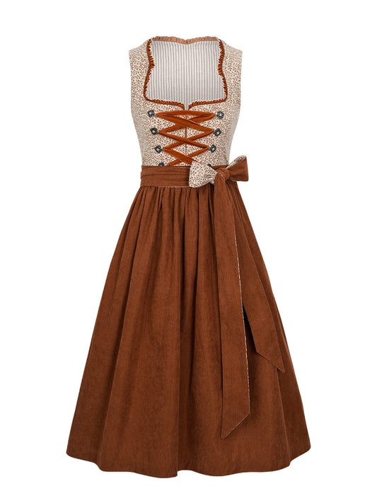 Tammy – Elegantes Trachtenkleid in Braun mit floralem Muster