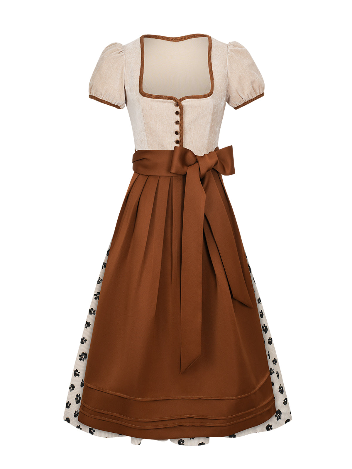 Trachten-Dirndl Mariella in Braun – floralem Muster