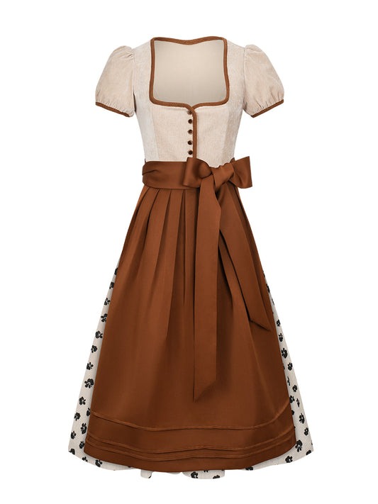 Trachten-Dirndl Mariella in Braun – floralem Muster