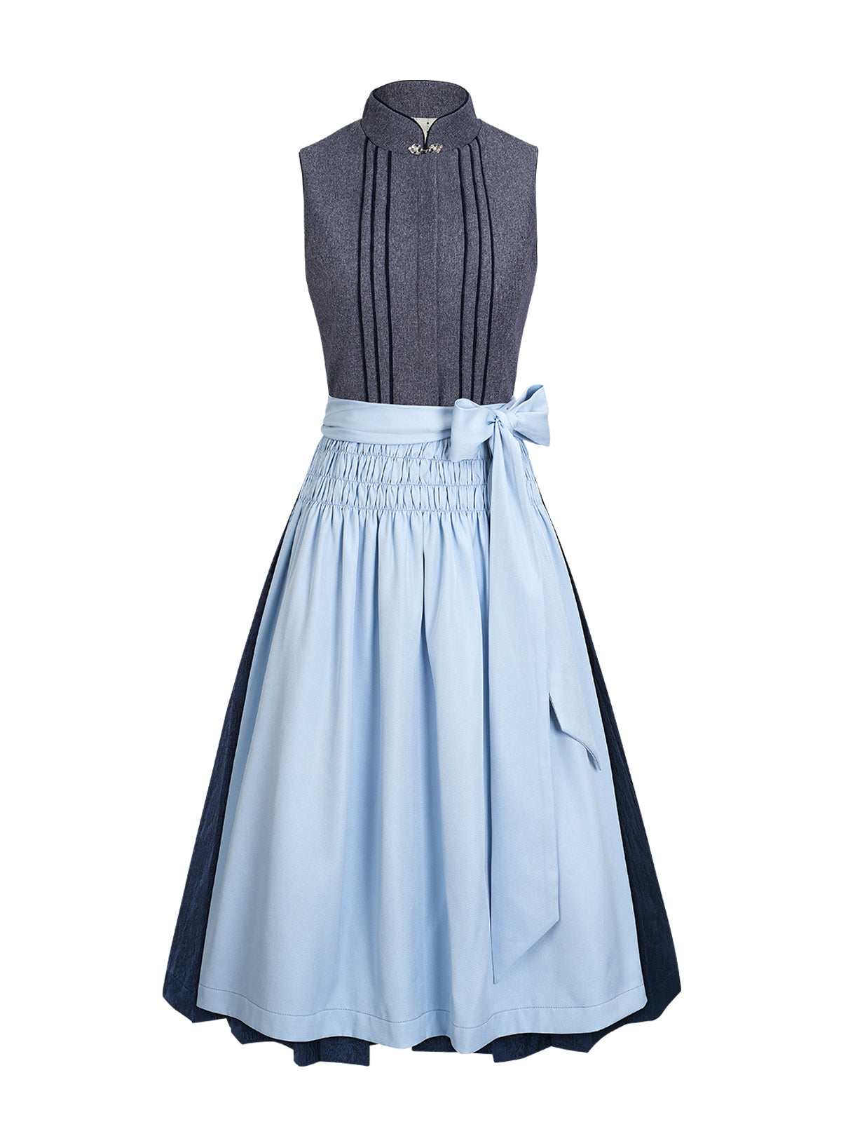 Traditionelles Trachtenkleid Hedda in Grau mit Knopfverschluss