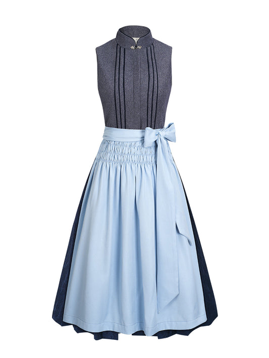 Traditionelles Trachtenkleid Hedda in Grau mit Knopfverschluss