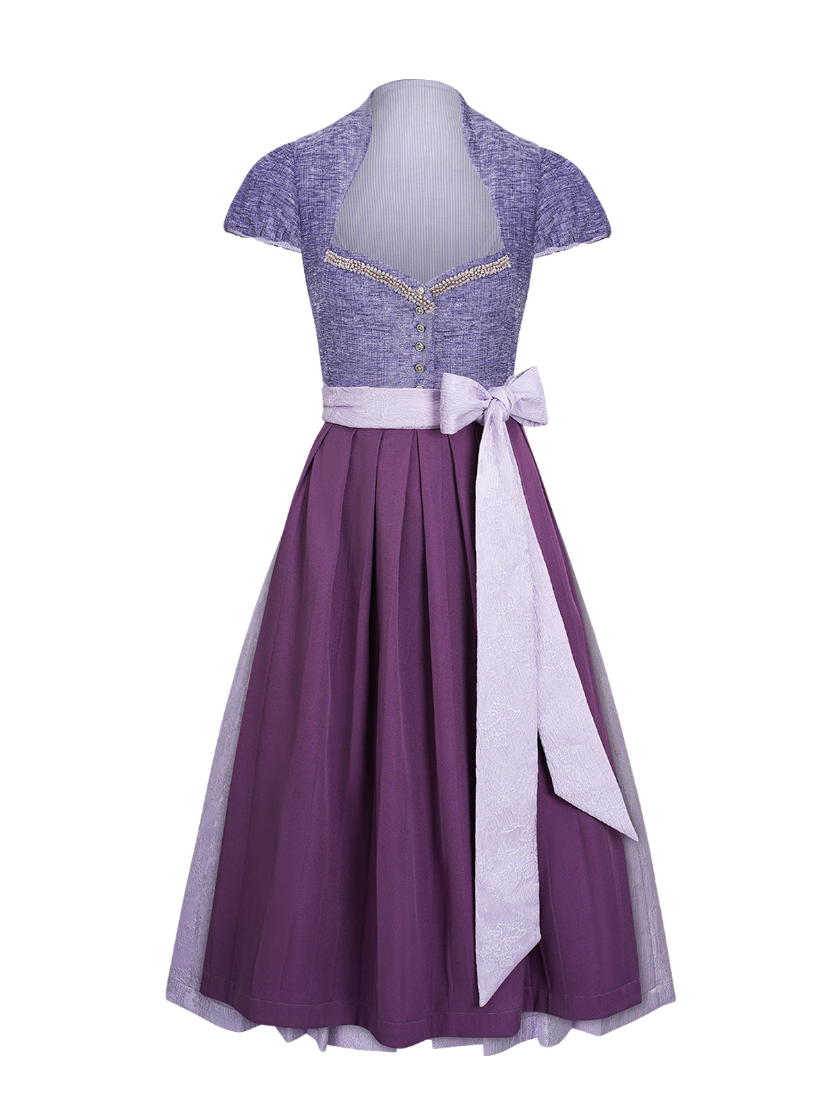 Klassisches Dirndl Ginny – Lila, Herz-Ausschnitt