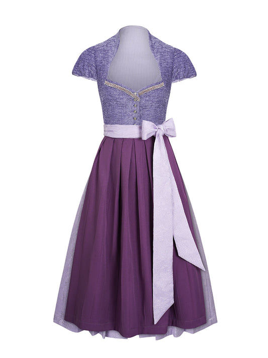 Klassisches Dirndl Ginny – Lila, Herz-Ausschnitt