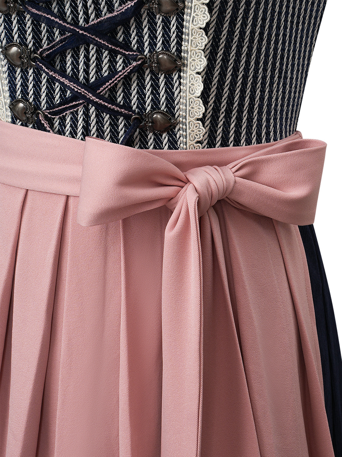 Klassisches Dirndl Harper – Blau, Gerader Ausschnitt