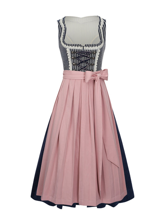 Klassisches Dirndl Harper – Blau, Gerader Ausschnitt