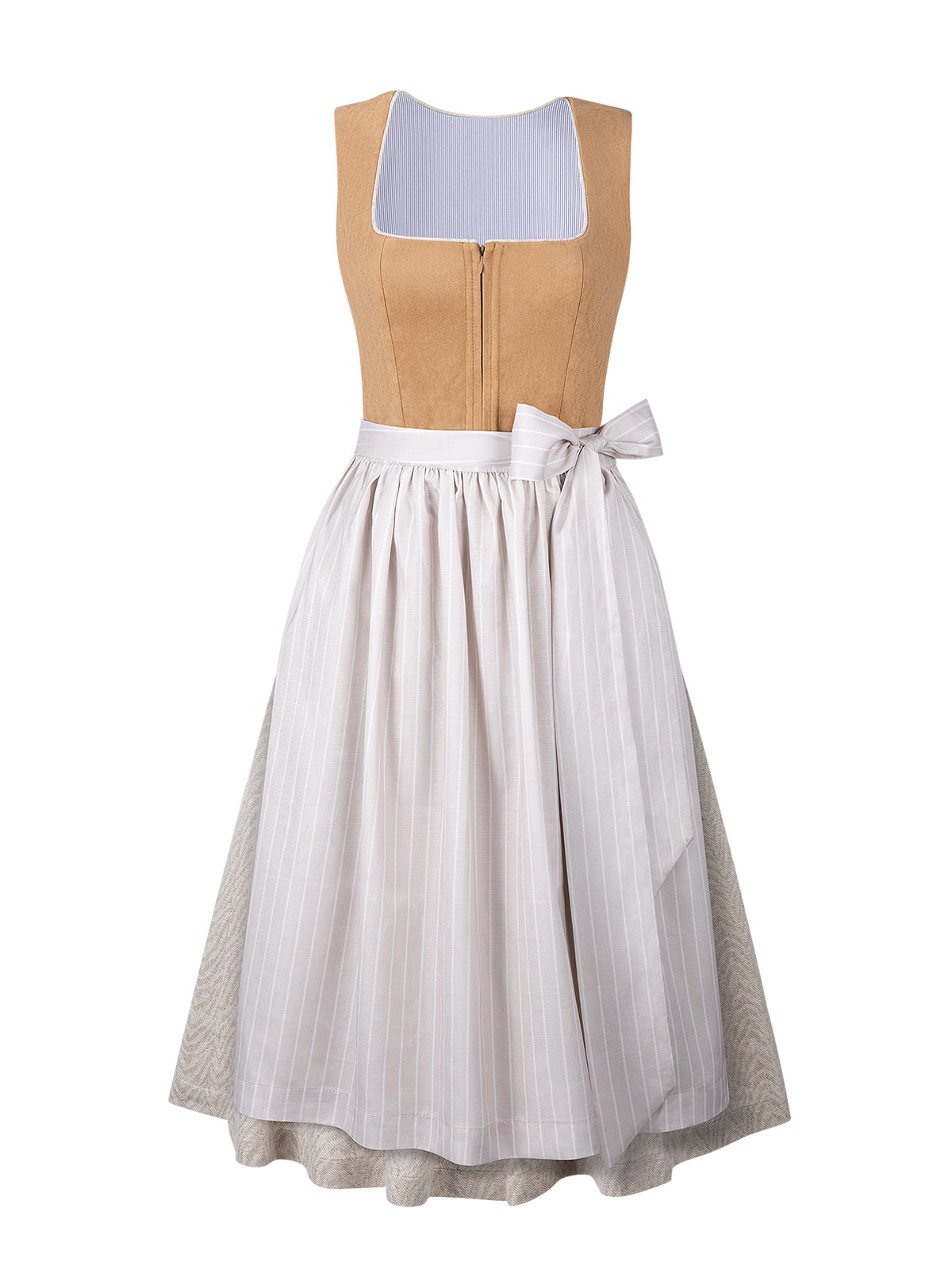 Freda Khaki Dirndl im traditionellen Stil in Braun
