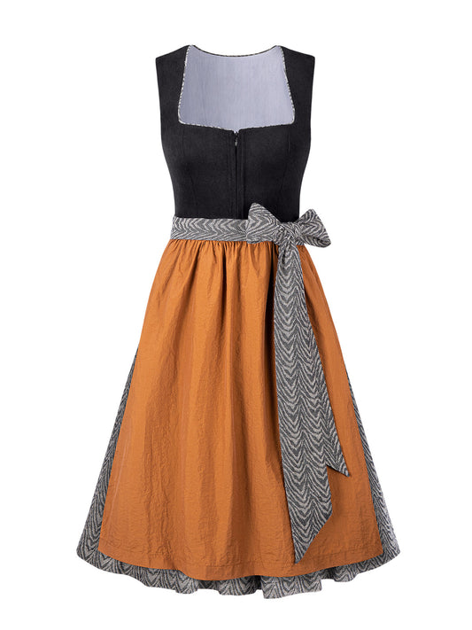 Damen Dirndl Freda Schwarzes mit Frontreißverschluss – Schwarz