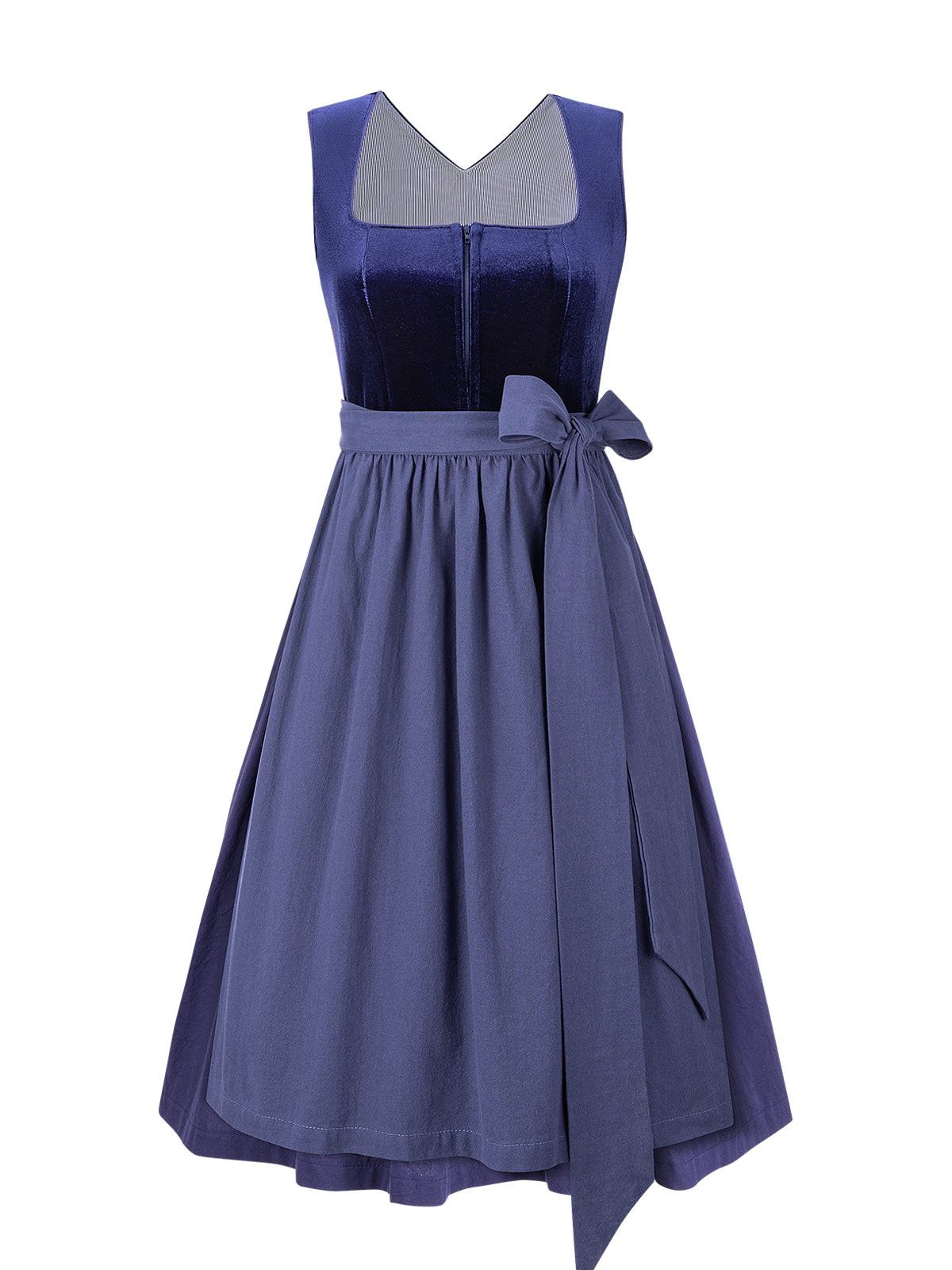 Wiesn Look Melisa – Dirndl in Blau mit Gerader Ausschnitt