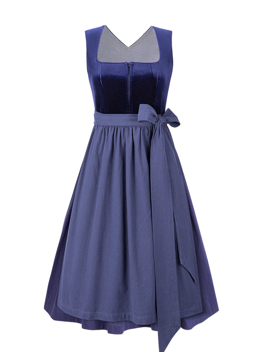 Wiesn Look Melisa – Dirndl in Blau mit Gerader Ausschnitt